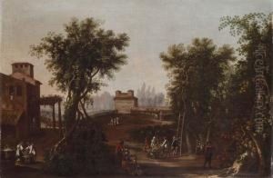 Paesaggio Con Scena Di Vendemmia Eveduta Di Villa Medici A Roma