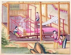 Weaving, from a book on the silk industry by Anonymous Artist