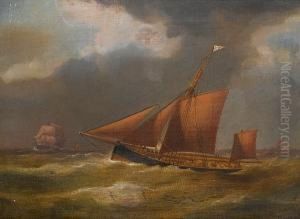 A Gaff-rigged Ketch Of The Royal Yacht Squadron In A Swell, With An Approaching Merchantman Off Her Starboard Bow A Gaff-rigged Ketch Of The Royal Yacht Squadron In A Swell, With An Approaching Merchantman Off Her Starboard Bow