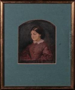 "julia" - A Portrait Of A Young Woman Wearing A Russet Coloured Dress