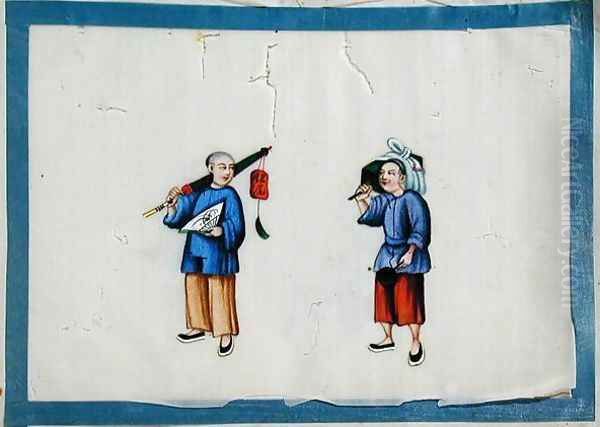 Scholar approached by a street vendor, 1850s - view 1
