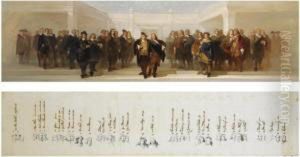 The Painters Rembrandt Van Rijn And Bartholomeus Van Der Helstsurrounded By The Leading Dutch Artists Of The Golden Age by Johannes Stortenbeker