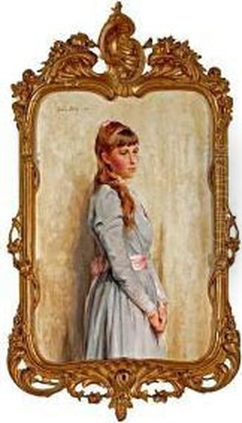 Portrait Of A Woman In A Mauve Dress - view 1