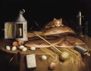 Kitchen Still Life With Fish And Cat
