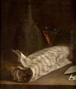 Nature Morte Au Verre De Vin Et Partition De Musique by Sebastien Stoskopff