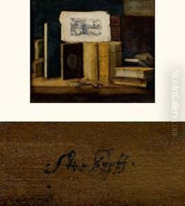 Vanite Avec Des Livres, Une Gravure Et Une Montre Poses Sur Une Table by Sebastien Stoskopff