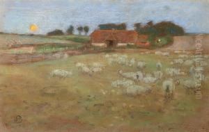 Sheep At Evenfall by Edward William Stott