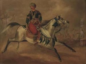 Oriental Warrior On A Galloping Horse by Otto Stotz