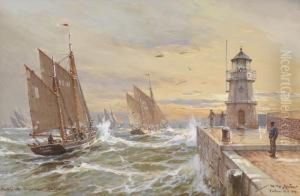 Auslaufende Heringslogger Emden by Willy Stower