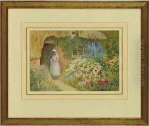 An English Cottage Garden by Arthur Claude Strachan