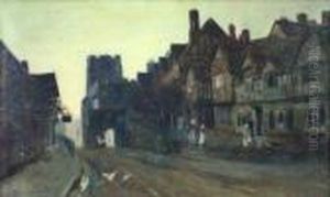 Street In Warwick by Arthur Claude Strachan