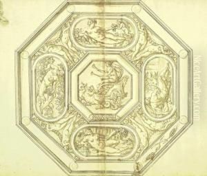 Design For An Octagonal Tray With The Four Seasons And Ceres In Her Chariot Design For An Octagonal Tray With The Four Seasons And Ceres In Her Chariot
