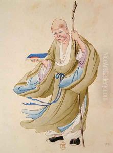 An old Chinese man, illustration from an album of mythological Chinese persons by Anonymous Artist