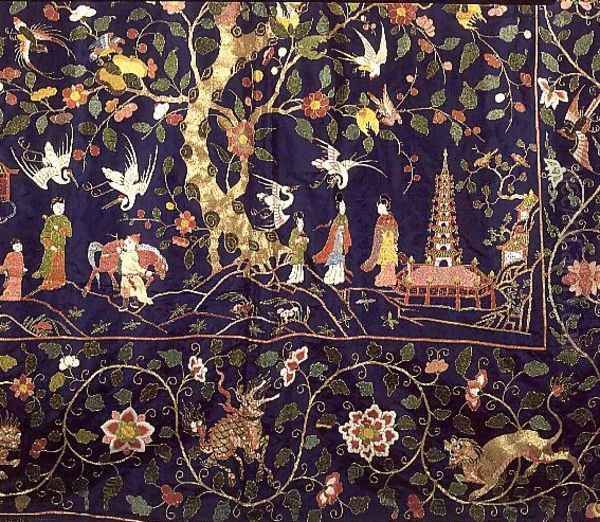 Embroidered hangings from the State Bed at Calke Abbey (detail) - view 1