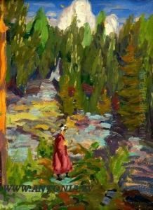 Landscape With Red Figure by Aleksandrs Strals