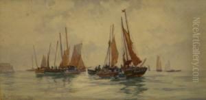 The Herring Fleet Off Scarborough by Albert George Strange
