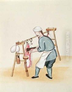 The Meat Seller, from a book on the street calls of Peking, c.1785 by Anonymous Artist