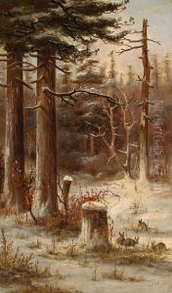 Rabbits In The Snow - view 1