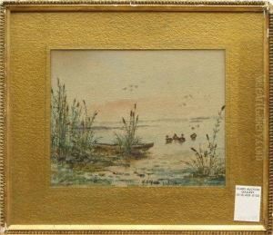 Cattails And Ducks On The Marsh by Meyer Straus