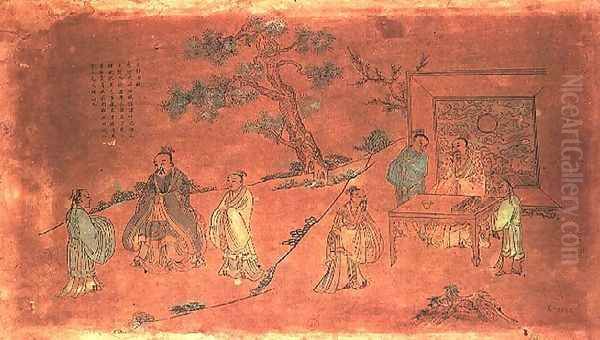 Scene from the life of Confucius (c.551-479 BC) and his disciples, Qing Dynasty (1644-1912) - view 1
