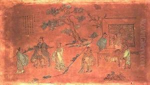 Scene from the life of Confucius (c.551-479 BC) and his disciples, Qing Dynasty (1644-1912) by Anonymous Artist