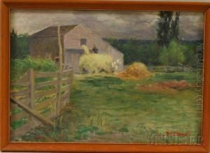 Farm Landscape With Hay Wagon by Harold A. Streator