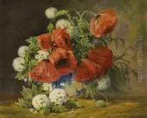 Klatschmohn Und Schneeballe In Einer Vase by Max Theodor Streckenbach