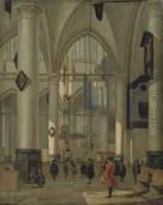 The Interior Of A Protestant Church With Elegant Figures by Streek Hendrik Van