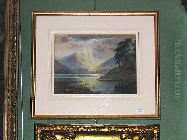 "sun Breaking Through The Clouds", Signed, Watercolour - view 1