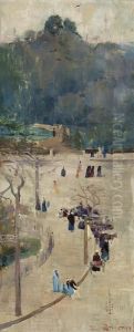 Cairo Street Scene (ezbekiyeh Gardens) by Arthur Streeton