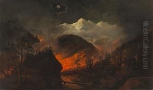 Forest Fire At Night by Howard A. Streight