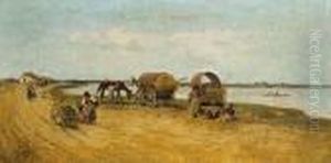 Gypsies Waiting For A Crossing by Franciszek Streitt