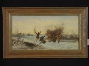 Musikanten Auf Verschneitem Weg by Franciszek Streitt
