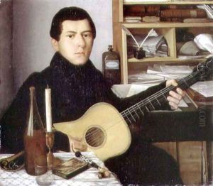 Portrait of a Young Man with a Guitar, c.1830 by Anonymous Artist