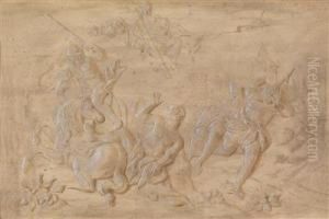 Zwei Grisaillen Mitbiblischen Szenen by Josef Leopold Strickner