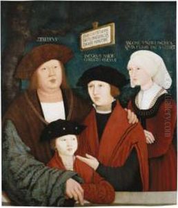 A Portrait Of Johannes Cuspinian, With His Second Wife Agnes, And His Sons From His First Marriage: Sebastian Felix And Nicolaus Christostomus