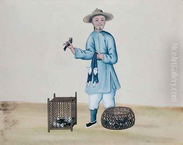 The Pigeon Seller, from a book on the street calls of Peking, c.1785 - view 1
