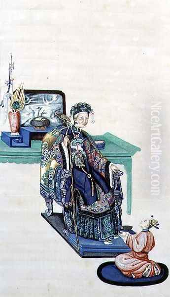 Old Woman Seated with a Kneeling Servant - view 1