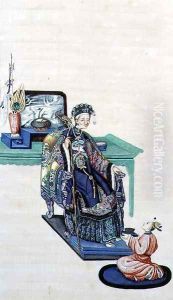 Old Woman Seated with a Kneeling Servant by Anonymous Artist