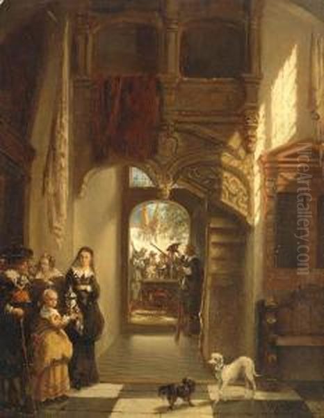 Historic Scene With A 'schutterij' In The Background - view 1