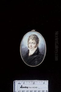 A Young Gentleman, Wearing Black Cape Over Brown Coat, White Chemise And Cream Stock by Peter Eduard Strohling