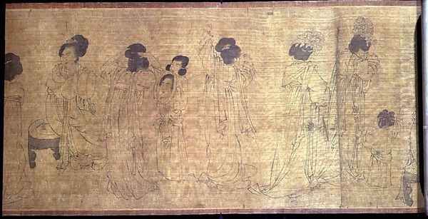 Palace Ladies at Leisure Handscroll, detail of ladies preparing to go out, after an original by Wen-chu Chou (fl.970) Southern Sung period, c.1140 - view 1