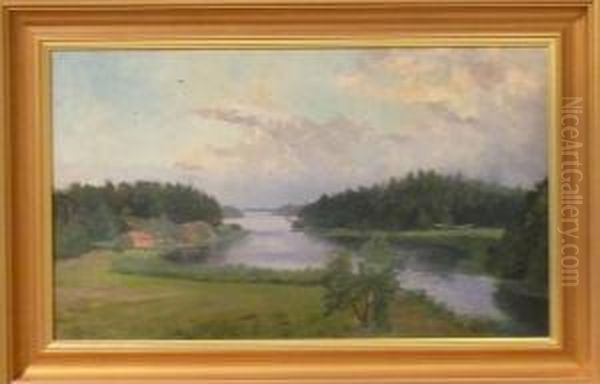Insjolandskap Med Hus. - view 1