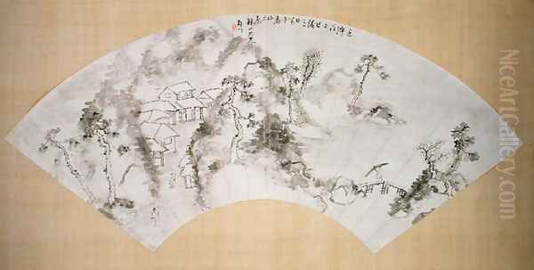 Fan depicting a landscape, c.1600 - view 1