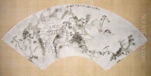 Fan depicting a landscape, c.1600