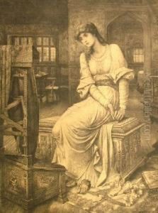 Lady Seated In Amusic Room by John Melhuish Strudwick