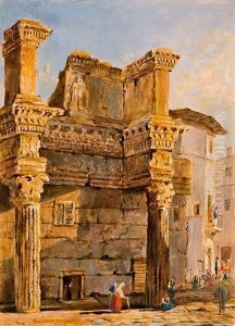 Tempio Di Minerva Al Foro Di Nerva Con Figure by Jacob George Strutt