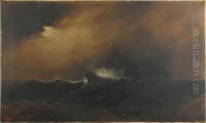 Coastal Scene With Tall Masted Ship by Alexander Charles Stuart