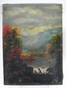 Mountainand Lake Scene by J. Stuart