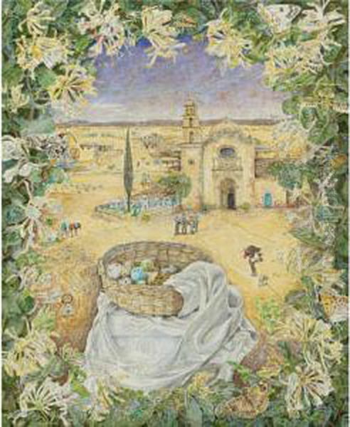 Basket Of Birds' Eggs In A Potosi Landscape (canasta De Huevos Depajaro En Un Paisaje Potosino) - view 1